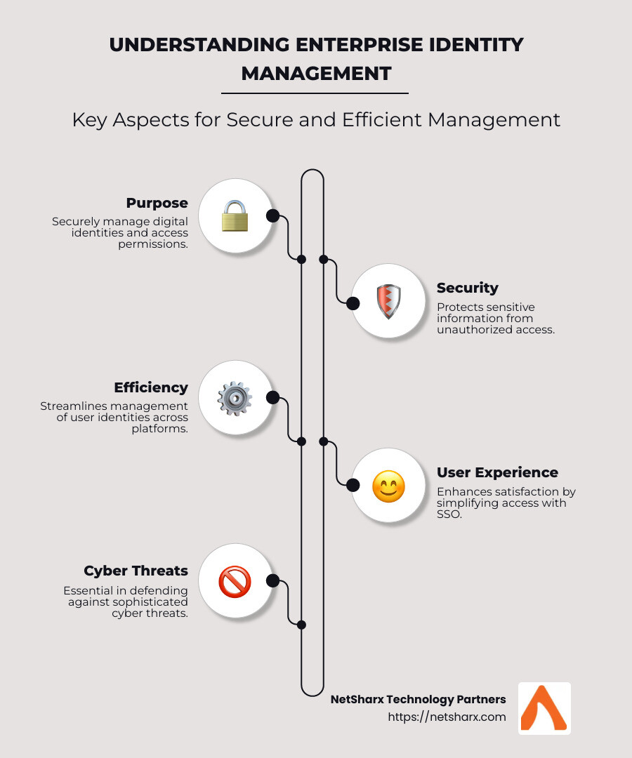 Enterprise identity management infographic showing security, efficiency, and user experience improvements - enterprise identity management infographic infographic-line-5-steps-neat_beige