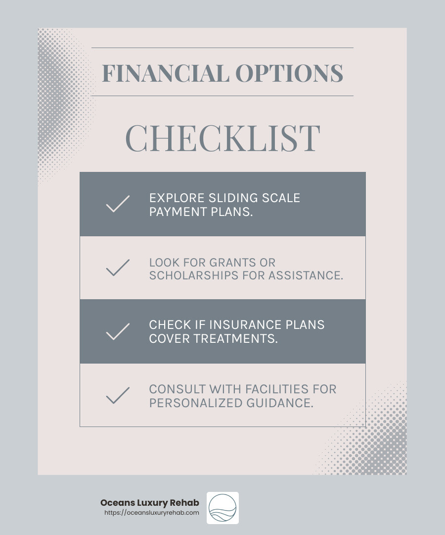Understanding Financial Options for Sober Living - sober living orange county infographic checklist-light-blue-grey