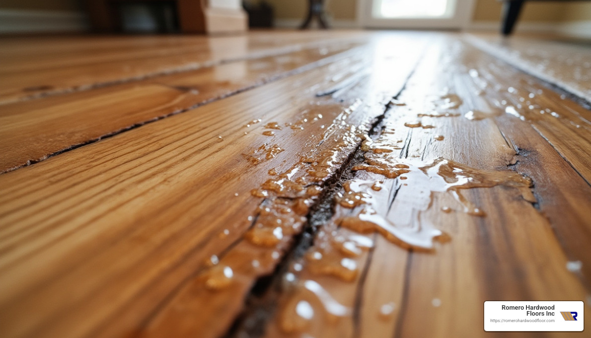 Cupping Example - Hardwood floor water damage repair