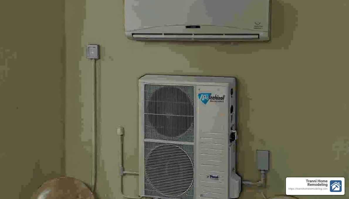 Diagram of a mini-split system - ductless air conditioner with heater