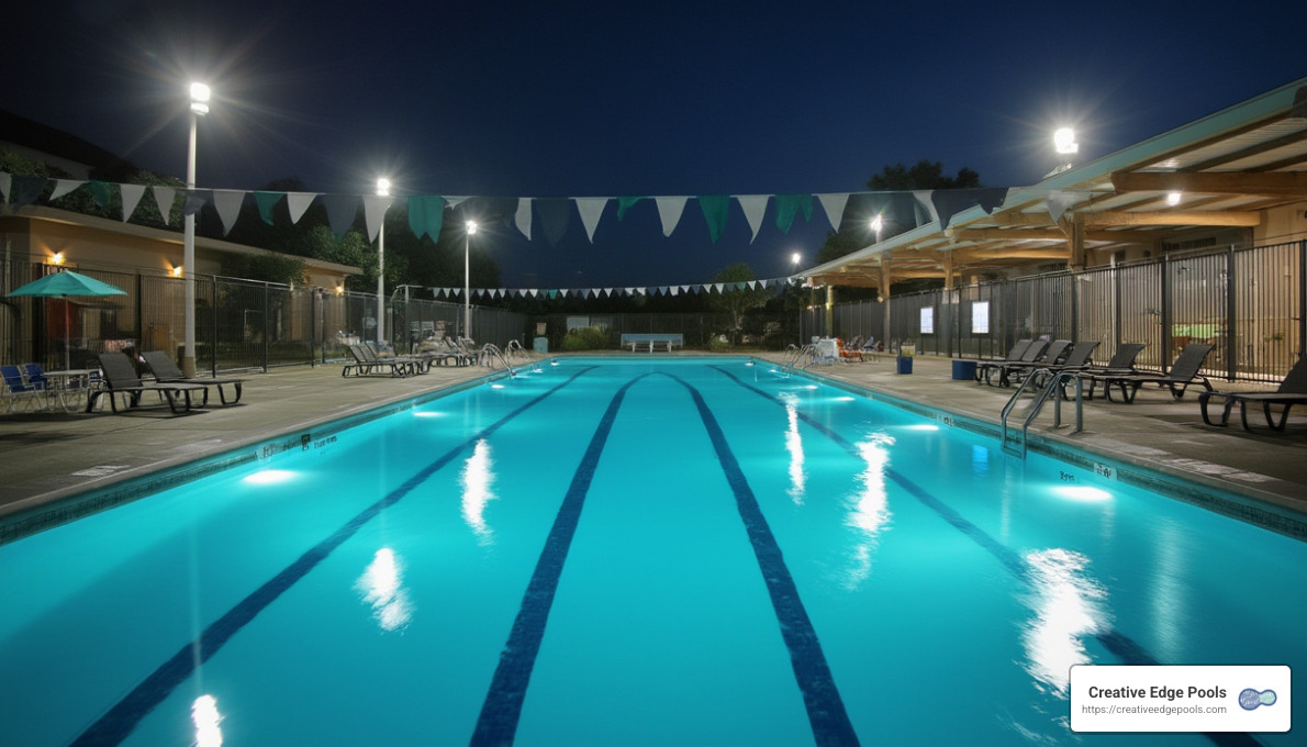 Proper lighting improves visibility and safety - commercial pool remodel
