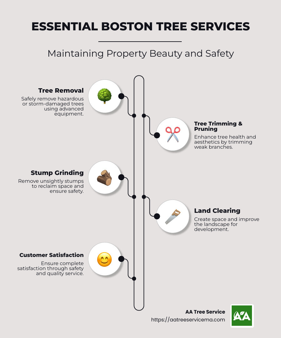 Infographic on Boston tree service benefits and satisfaction - boston tree service infographic infographic-line-5-steps-neat_beige