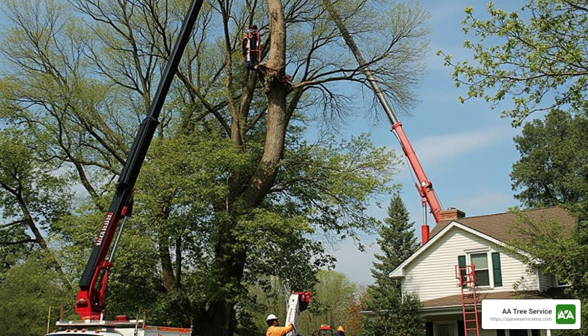 Tree services in action - boston tree service