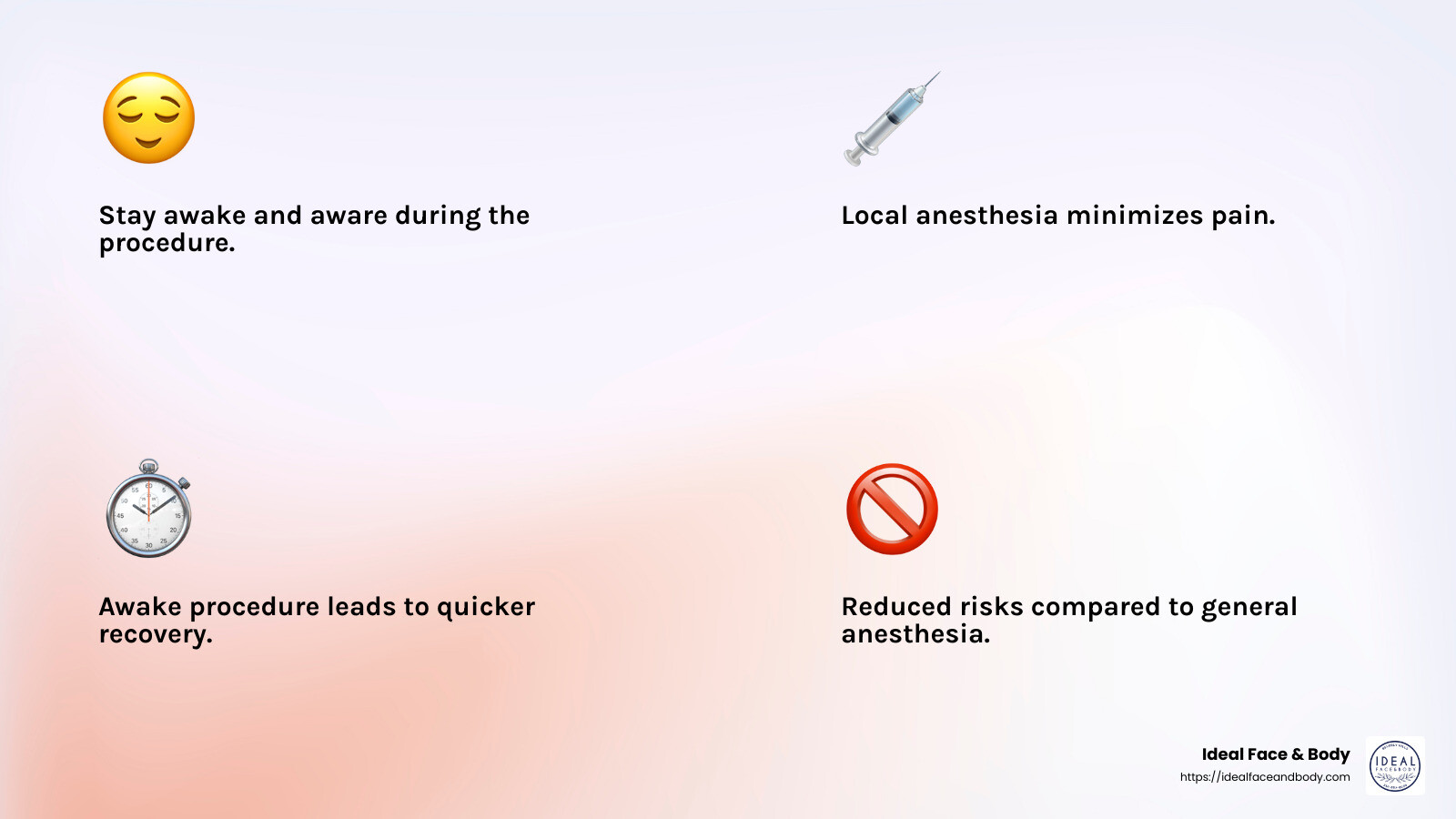 Minimal pain and quick recovery with VASER liposuction - are you awake during vaser liposuction infographic 4_facts_emoji_light-gradient