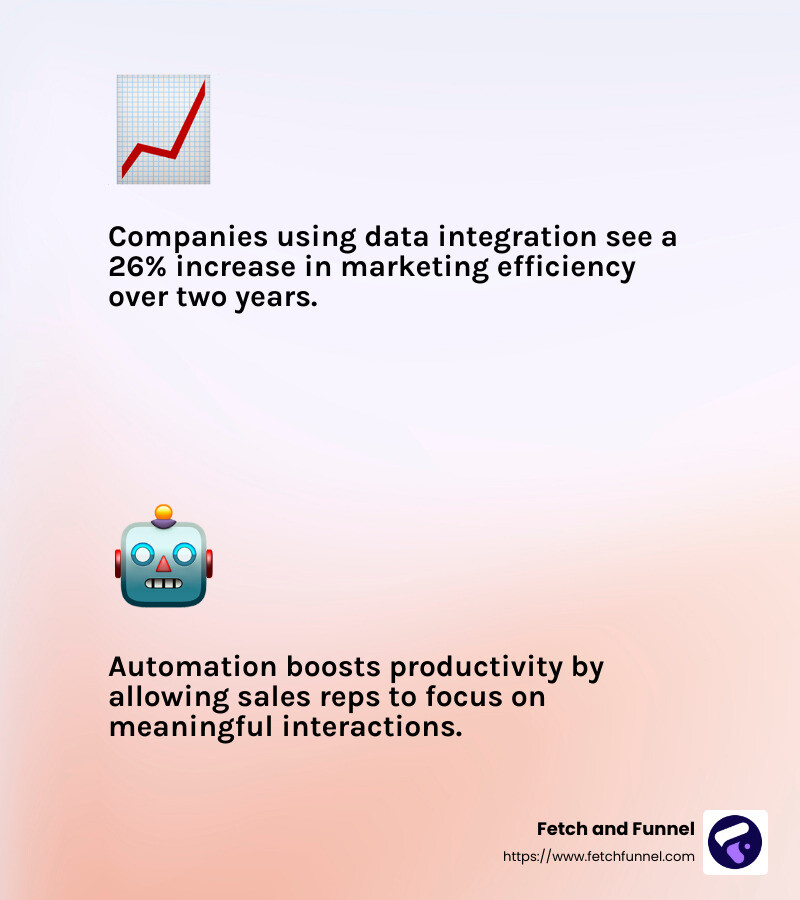 Companies using data integration see a 26% increase in marketing efficiency over two years - funnel software infographic 2_facts_emoji_light-gradient