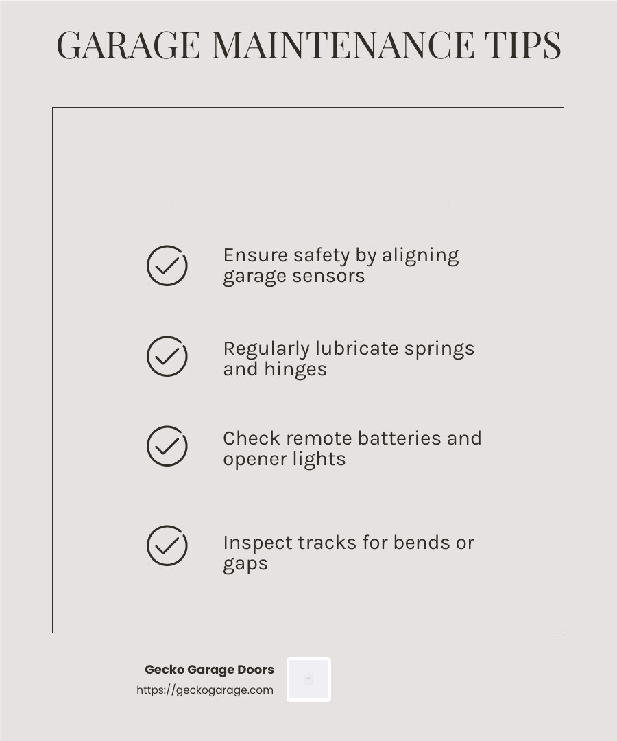 Garage door repair tips - fix my broken garage door in Scottsdale Arizona infographic checklist-light-beige