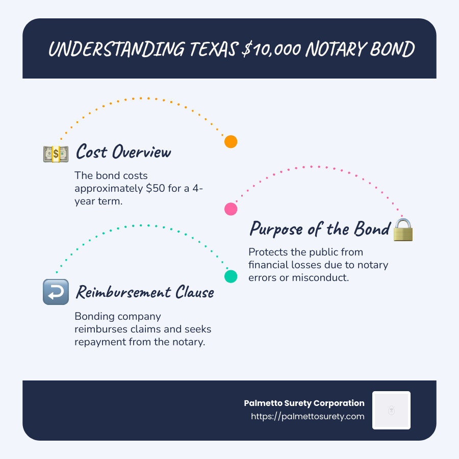 Breaking down the cost of a $10,000 notary bond in texas 1 Infographic detailing the cost and importance of a $10,000 notary bond in texas - how much is a 10000 notary bond texas infographic infographic-line-3-steps-blues-accent_colors