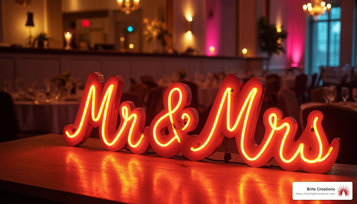 Romantic glow of Mr and Mrs LED lights - mr and mrs led lights