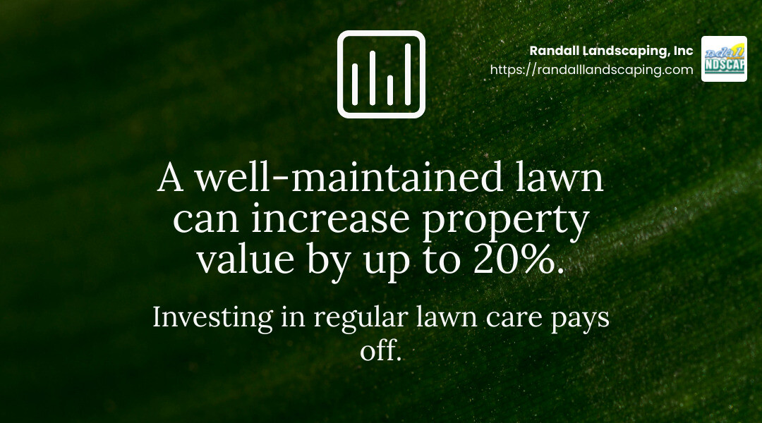 Did you know? A well-maintained lawn can increase property value by up to 20%. - commercial lawn care infographic simple-stat-landscape-green