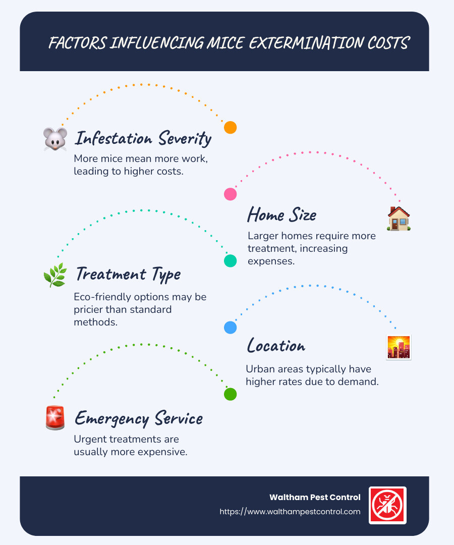 Factors influencing extermination cost - how much does an exterminator cost for mice infographic infographic-line-5-steps-blues-accent_colors