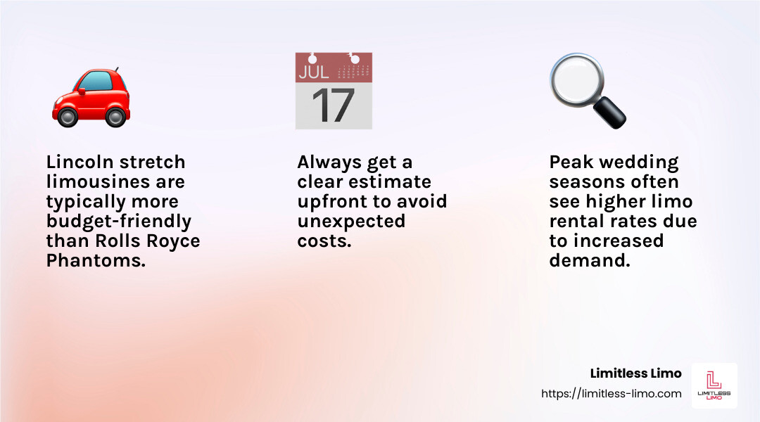 Wedding limo cost factors - wedding limo hire near me infographic 3_facts_emoji_light-gradient