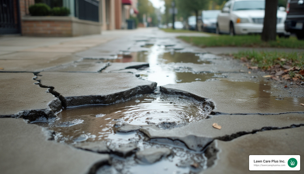 Sidewalk deterioration due to standing water - sidewalk drainage solutions