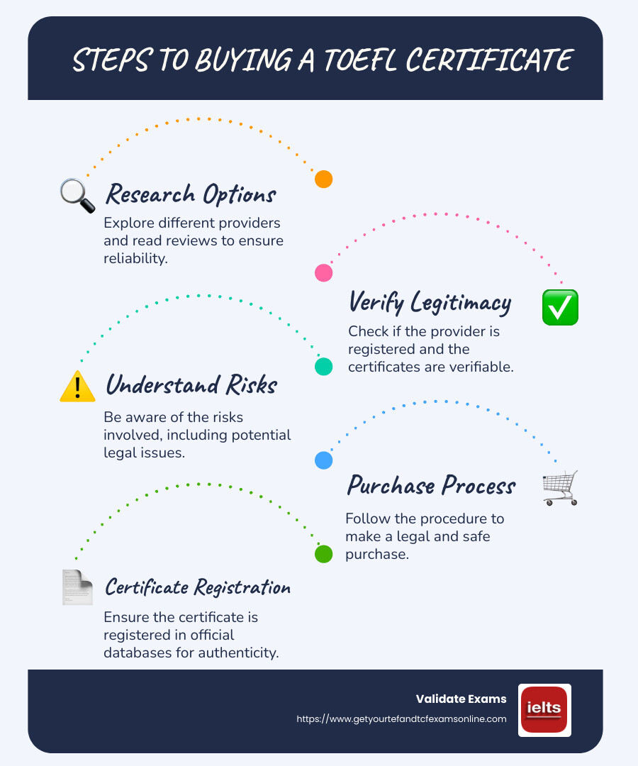 Steps to Buying a TOEFL Certificate Infographic - buy TOEFL certificate infographic infographic-line-5-steps-blues-accent_colors