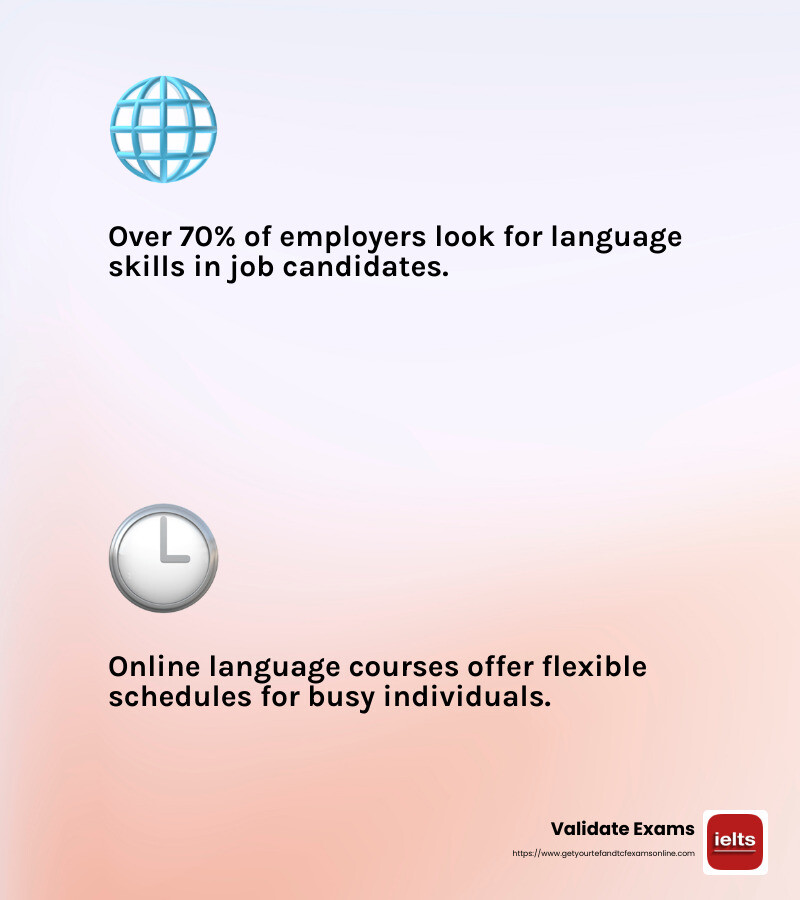 Language Testing International has certified over 5 million test takers to date - online language certificates infographic 2_facts_emoji_light-gradient