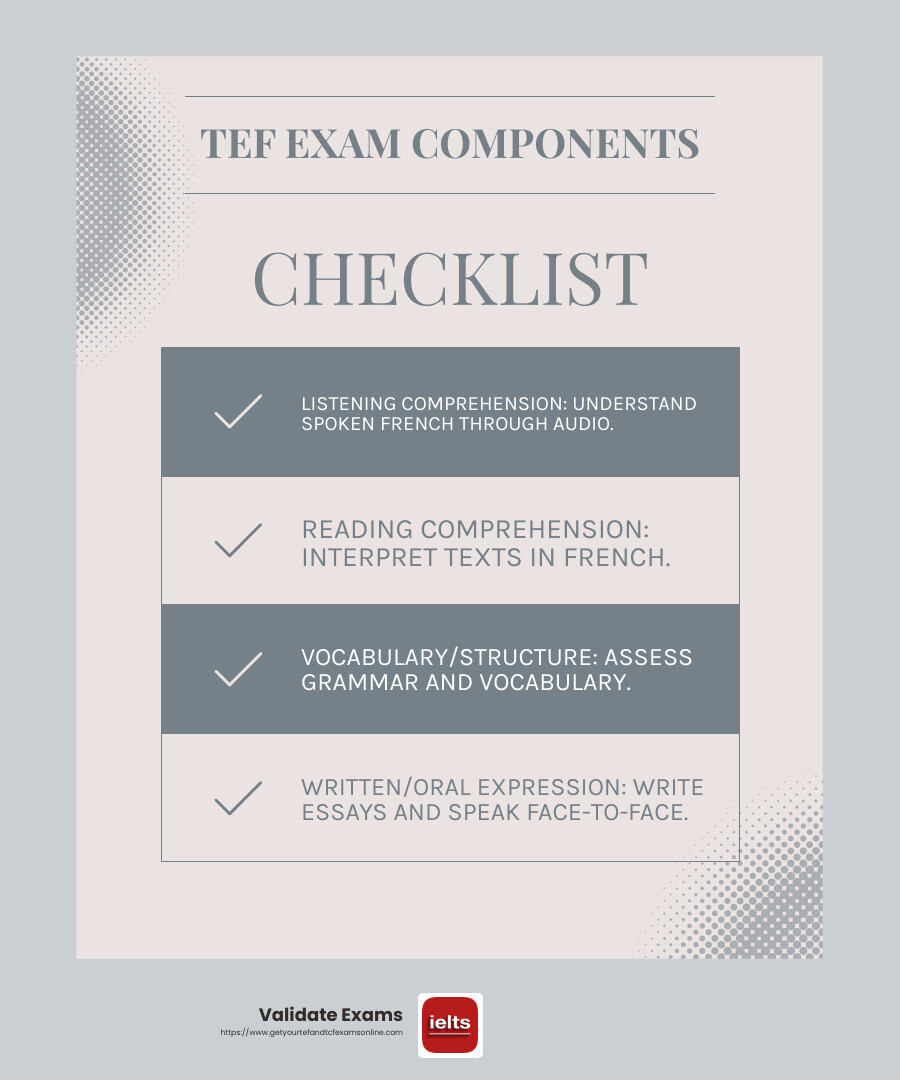 CEFR Levels Explained - tef online test infographic checklist-light-blue-grey