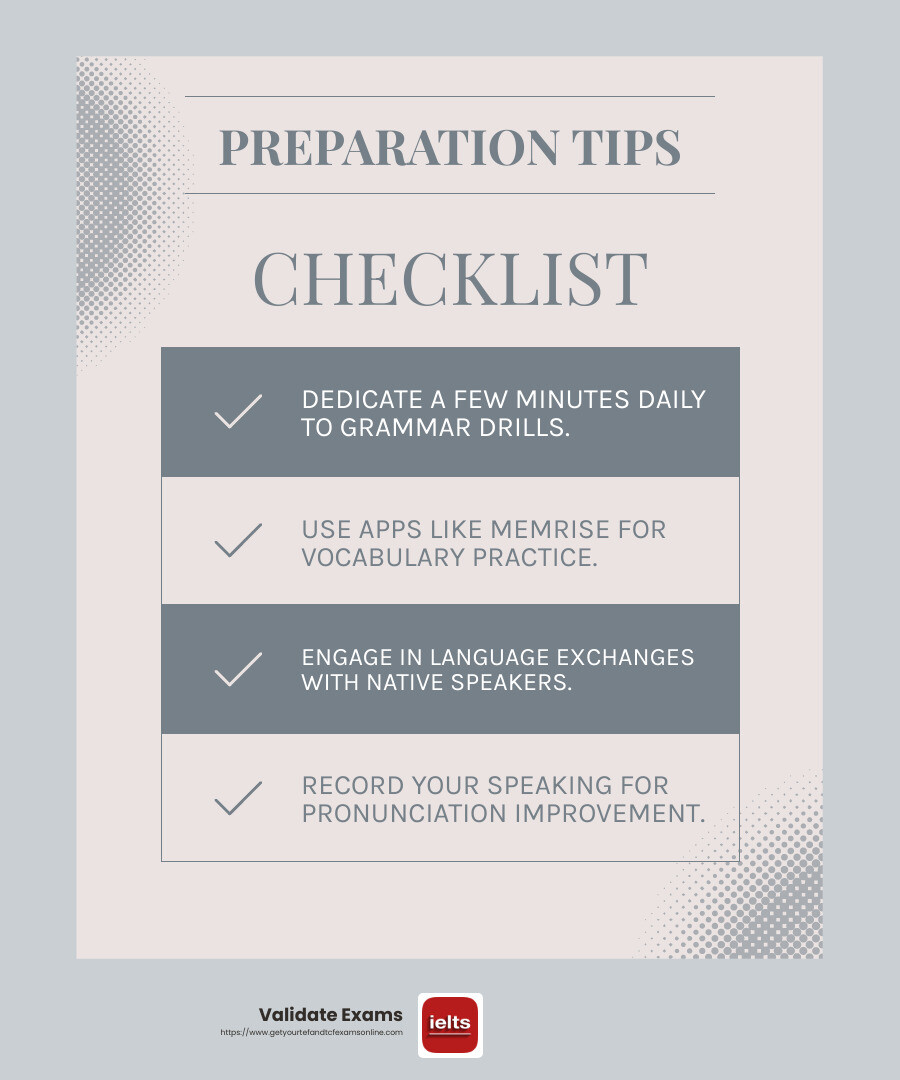 Practice makes perfect - french language test online infographic checklist-light-blue-grey