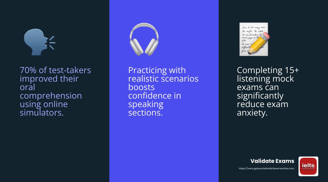Listening practice success story - tefaq practice test online infographic 3_facts_emoji_blue