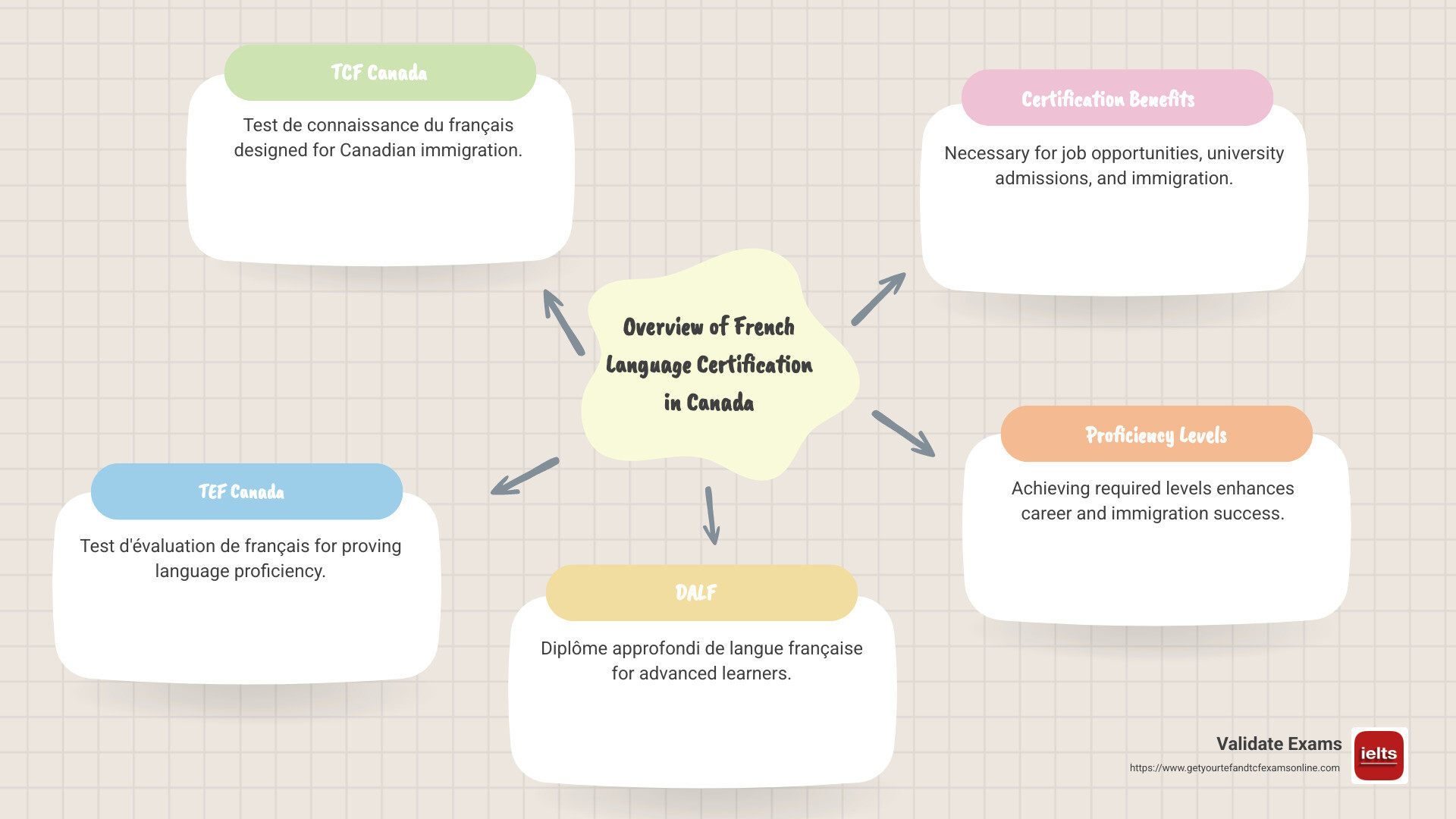 Infographic: Overview of French Language Certification in Canada - french language certification canada infographic mindmap-5-items