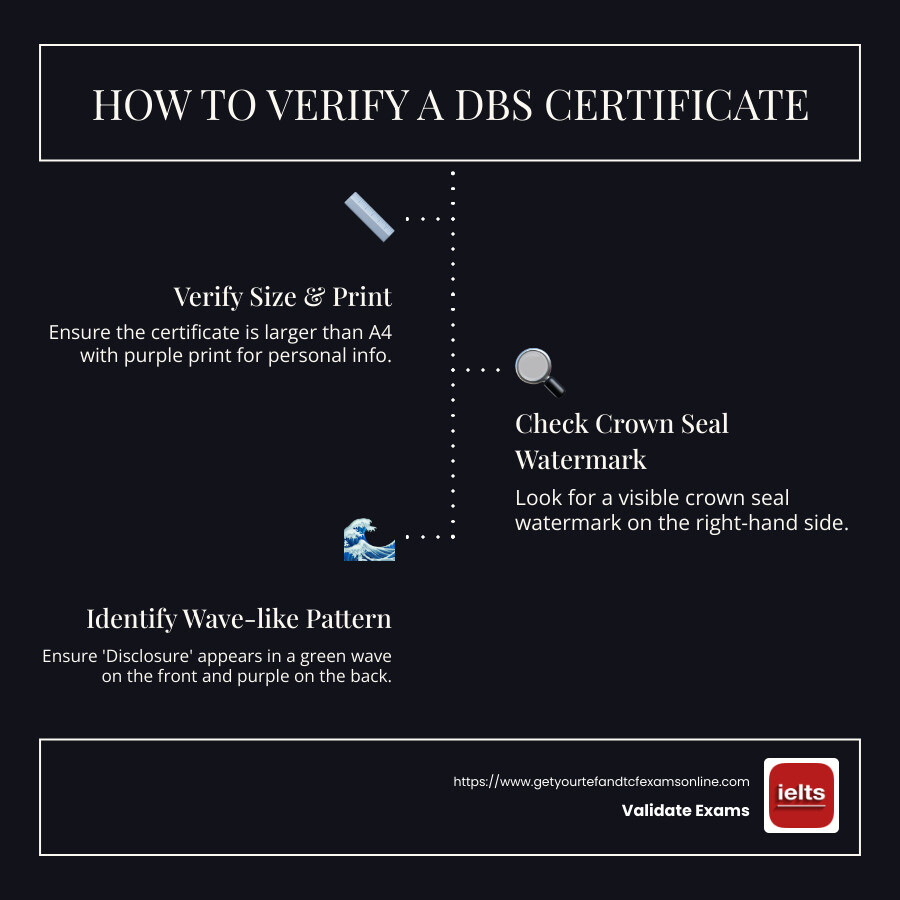 DBS Certificate Verification Infographic - how to check if a dbs certificate is genuine infographic infographic-line-3-steps-dark