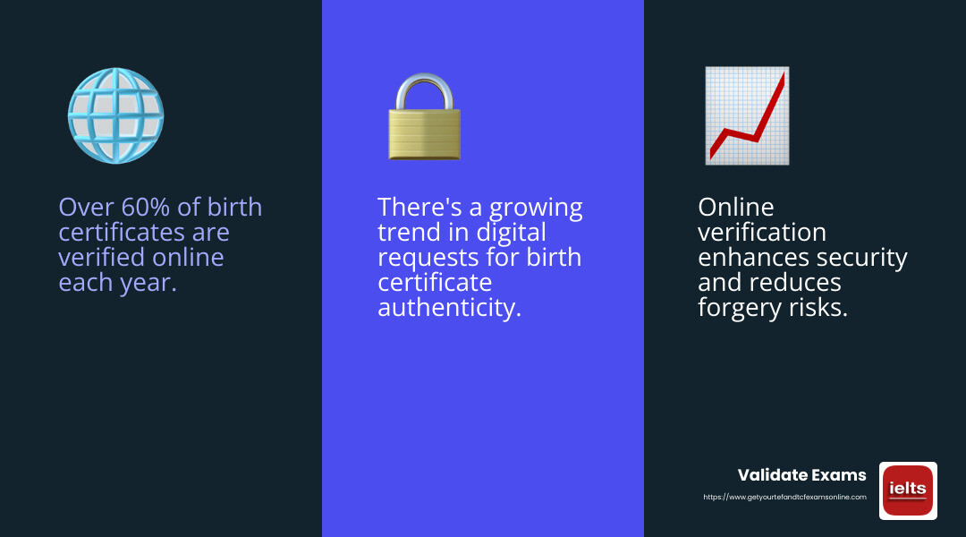 Statistical rise in online birth certificate verification requests - how to check if a birth certificate is genuine infographic 3_facts_emoji_blue