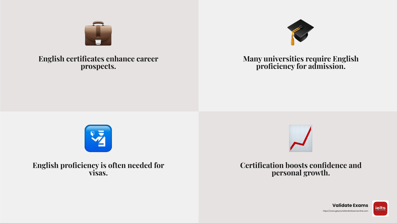 Importance of English Certification - how can i get english language certificate infographic 4_facts_emoji_grey