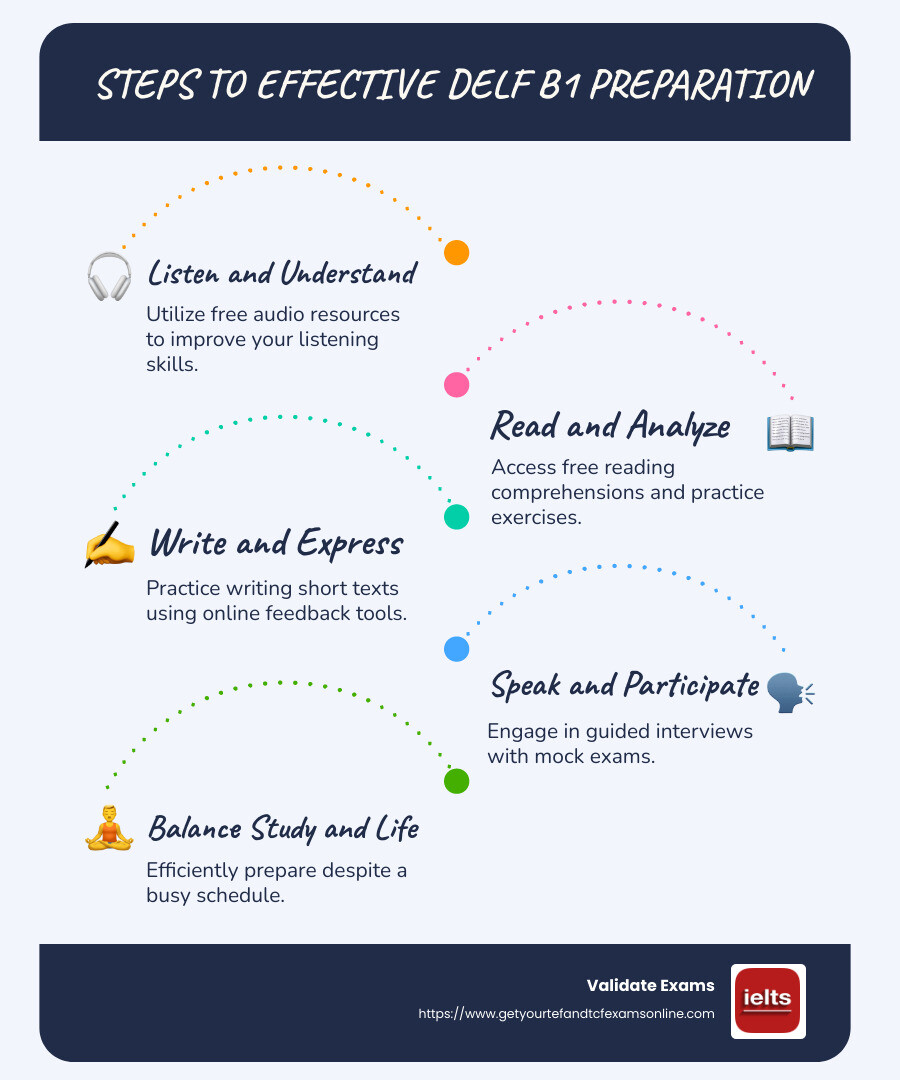 Interactive Guide to DELF B1 Free Resources - delf b1 preparation online free infographic infographic-line-5-steps-blues-accent_colors