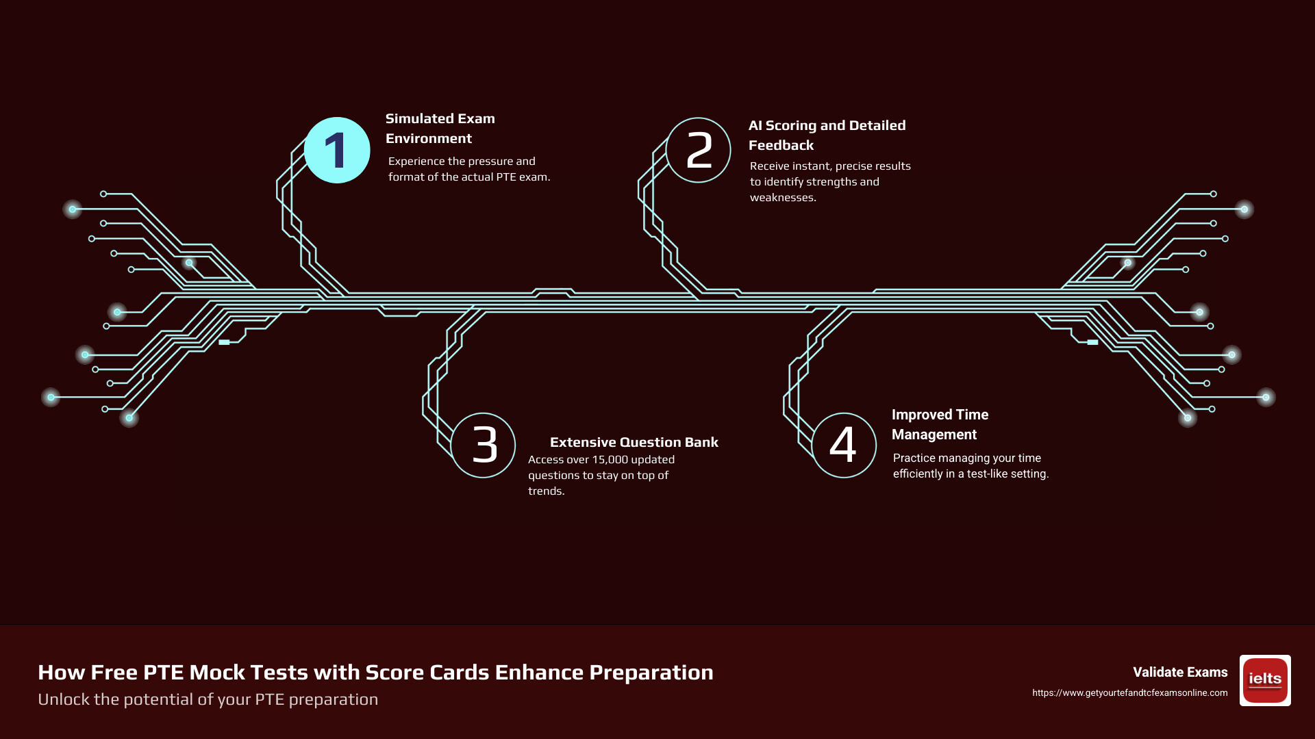 Detailed Overview of PTE Mock Tests and Score Cards - pte mock test free with score card infographic infographic-4-steps-tech