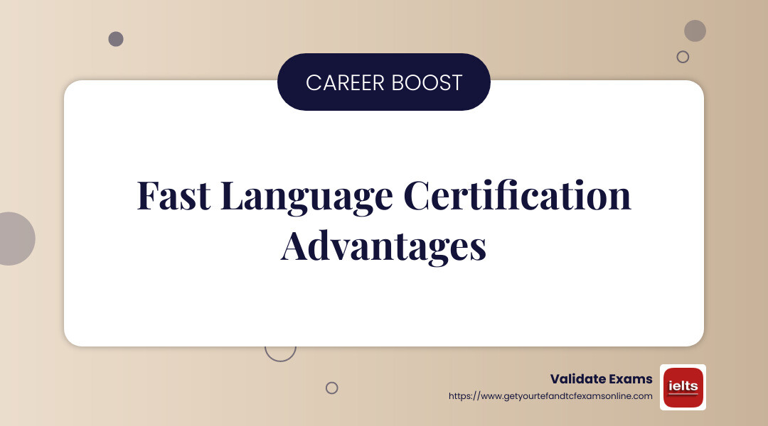 Fast language certification provides a competitive edge in the job market. - fast language certification infographic simple-info-landscape-card