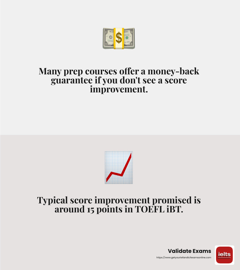 TOEFL Score Improvement Promise - TOEFL certificate guarantee infographic 2_facts_emoji_grey