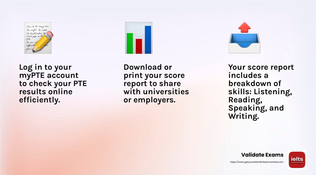 Check your PTE results quickly and easily with these steps! - pte result online check infographic 3_facts_emoji_light-gradient