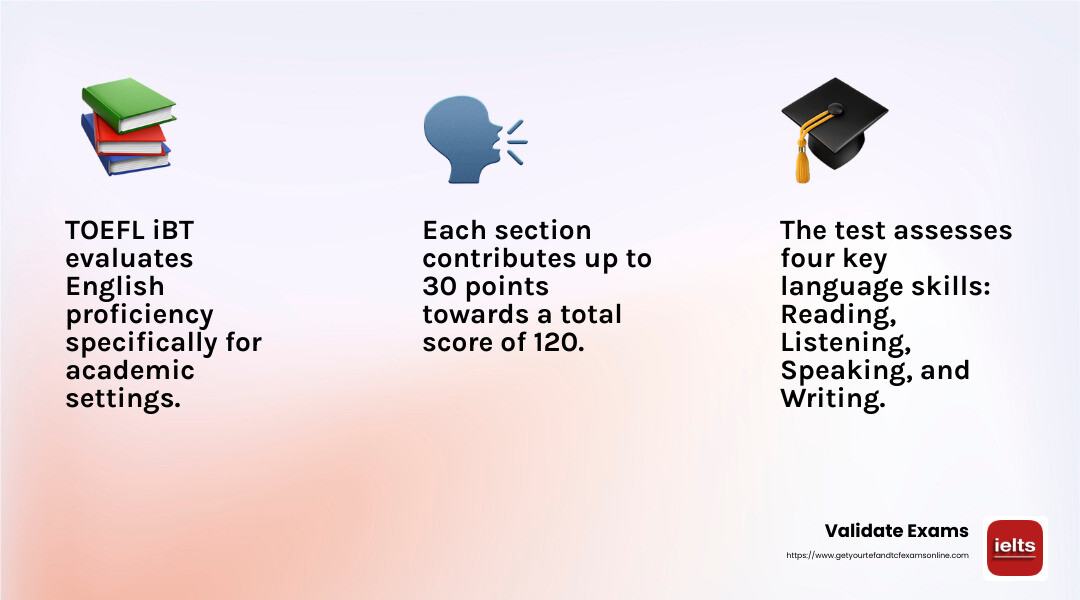 TOEFL iBT Scoring Breakdown - toefl ibt certificate infographic 3_facts_emoji_light-gradient