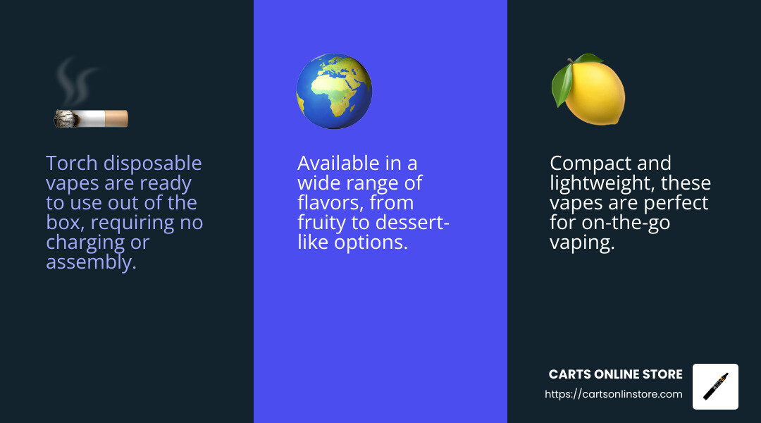 Torch disposable vapes offer a wide range of flavors to suit every taste preference. - torch disposable vape how to use infographic 3_facts_emoji_blue