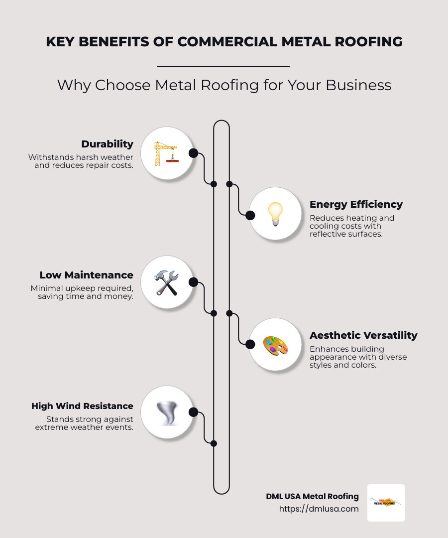 Infographic Detailing Metal Roofing Benefits for Commercial Use - commercial metal roofing contractors infographic infographic-line-5-steps-neat_beige