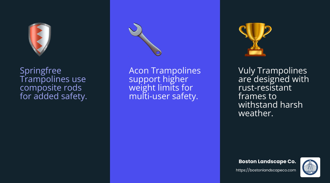 JumpSport Trampolines are pioneers in trampoline safety, having introduced the first safety enclosure nets. - best quality trampoline infographic 3_facts_emoji_blue