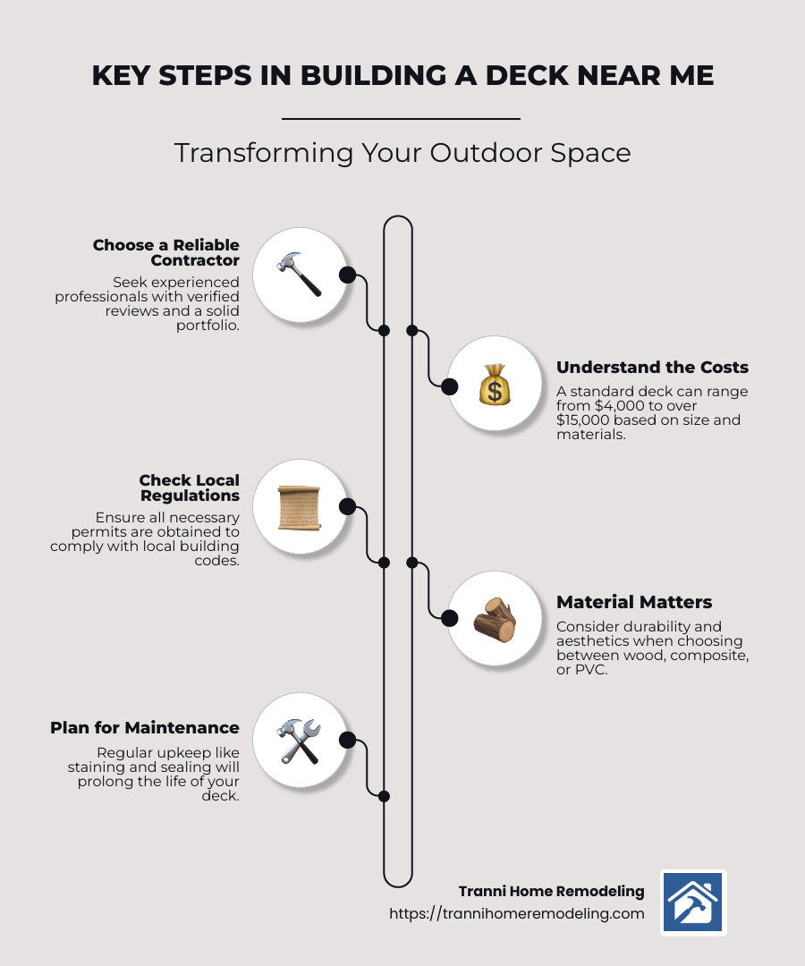 Deck Building Considerations - build a deck near me infographic infographic-line-5-steps-neat_beige
