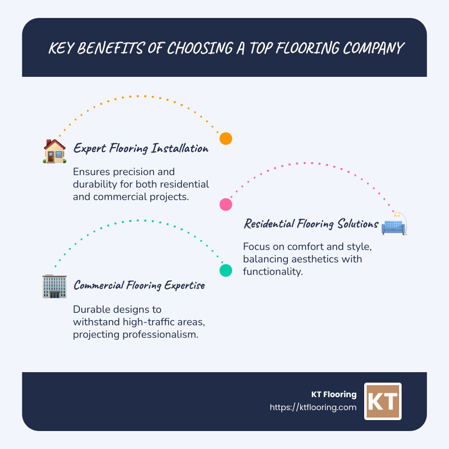 Key Benefits of Working with a Top Flooring Company - flooring company infographic infographic-line-3-steps-blues-accent_colors