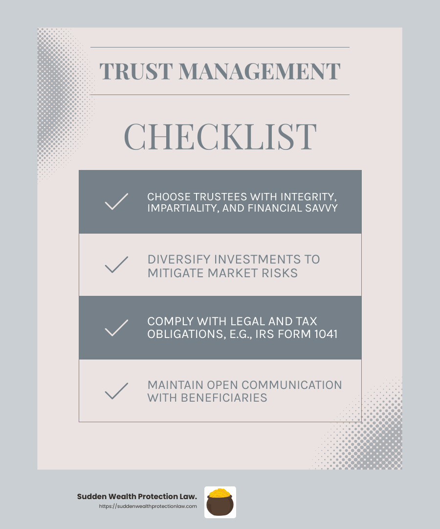 Trustee qualities and responsibilities - Family trust management infographic checklist-light-blue-grey
