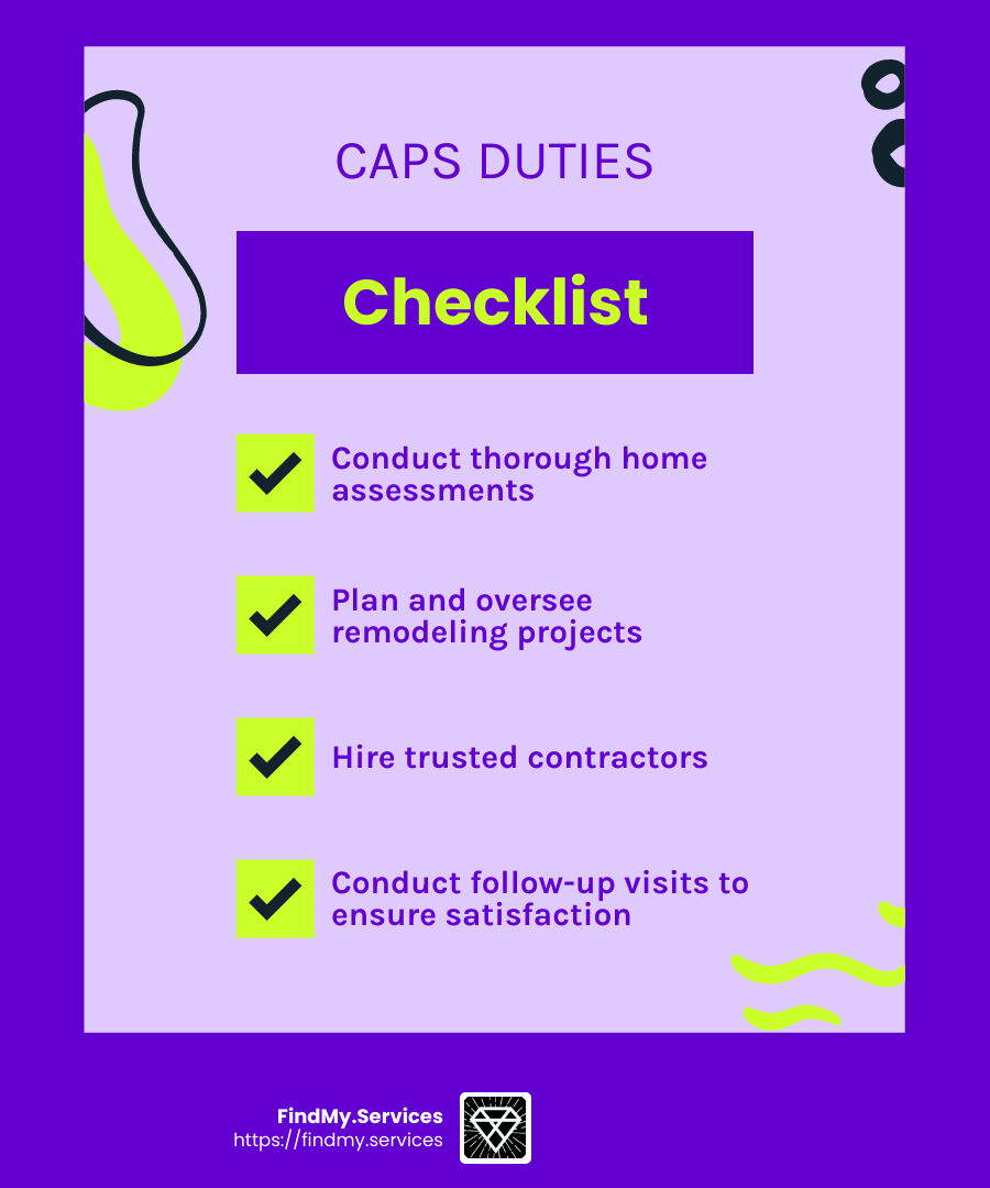 Certified Aging-in-Place Specialists ensure safety and comfort in home modifications. - Certified aging-in-place specialists infographic checklist-fun-neon