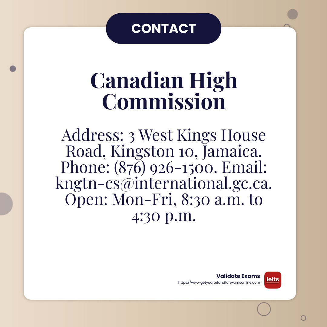 Contact details of the Canadian High Commission in Kingston - canadian embassy kingston infographic simple-info-card