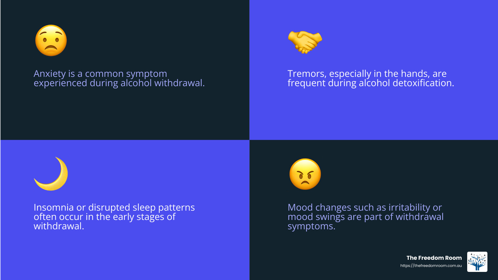 Understanding Alcohol Withdrawal Symptoms - alcohol addiction recovery symptoms infographic 4_facts_emoji_blue