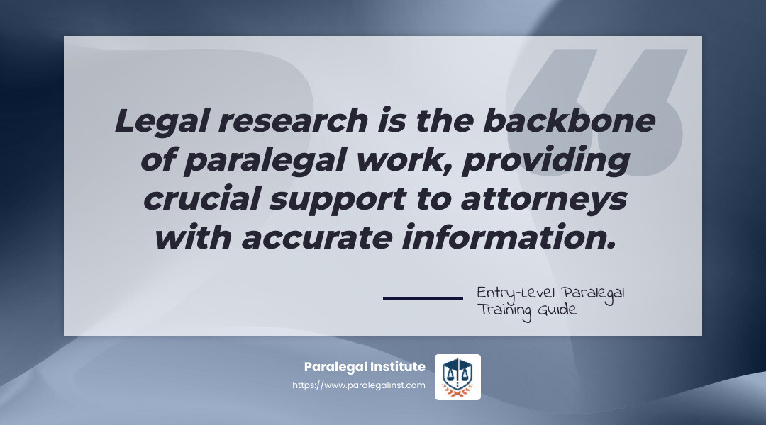 Quote about the importance of legal research skills - Entry-level paralegal training infographic simple-quote-landscape-gray