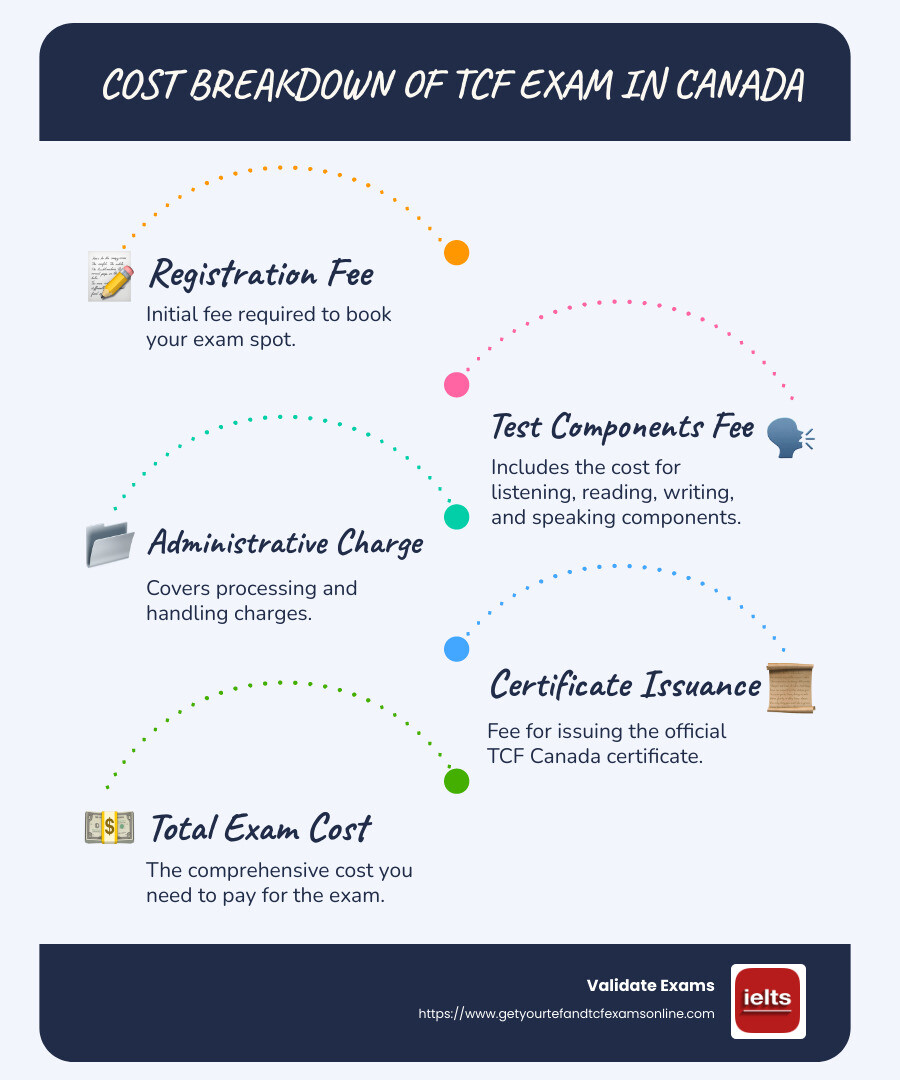 Cost breakdown of the TCF exam in Canada - how much is tcf exam in canada infographic infographic-line-5-steps-blues-accent_colors