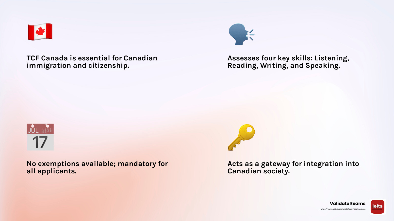 TCF Canada Exam Overview - how much is tcf exam in canada infographic 4_facts_emoji_light-gradient