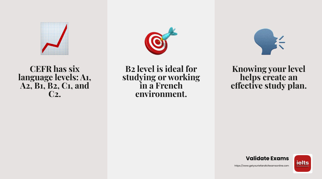 CEFR scale infographic - french exam practice infographic 3_facts_emoji_grey