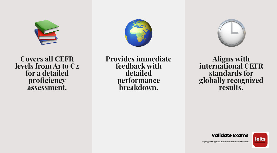 CEFR levels ensure a comprehensive assessment. - spanish language test online infographic 3_facts_emoji_grey