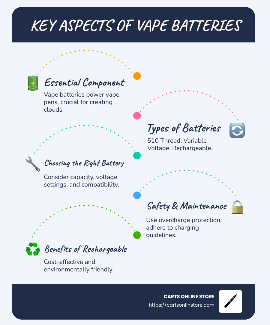 Vape Battery Features Infographic - vape battery infographic infographic-line-5-steps-blues-accent_colors