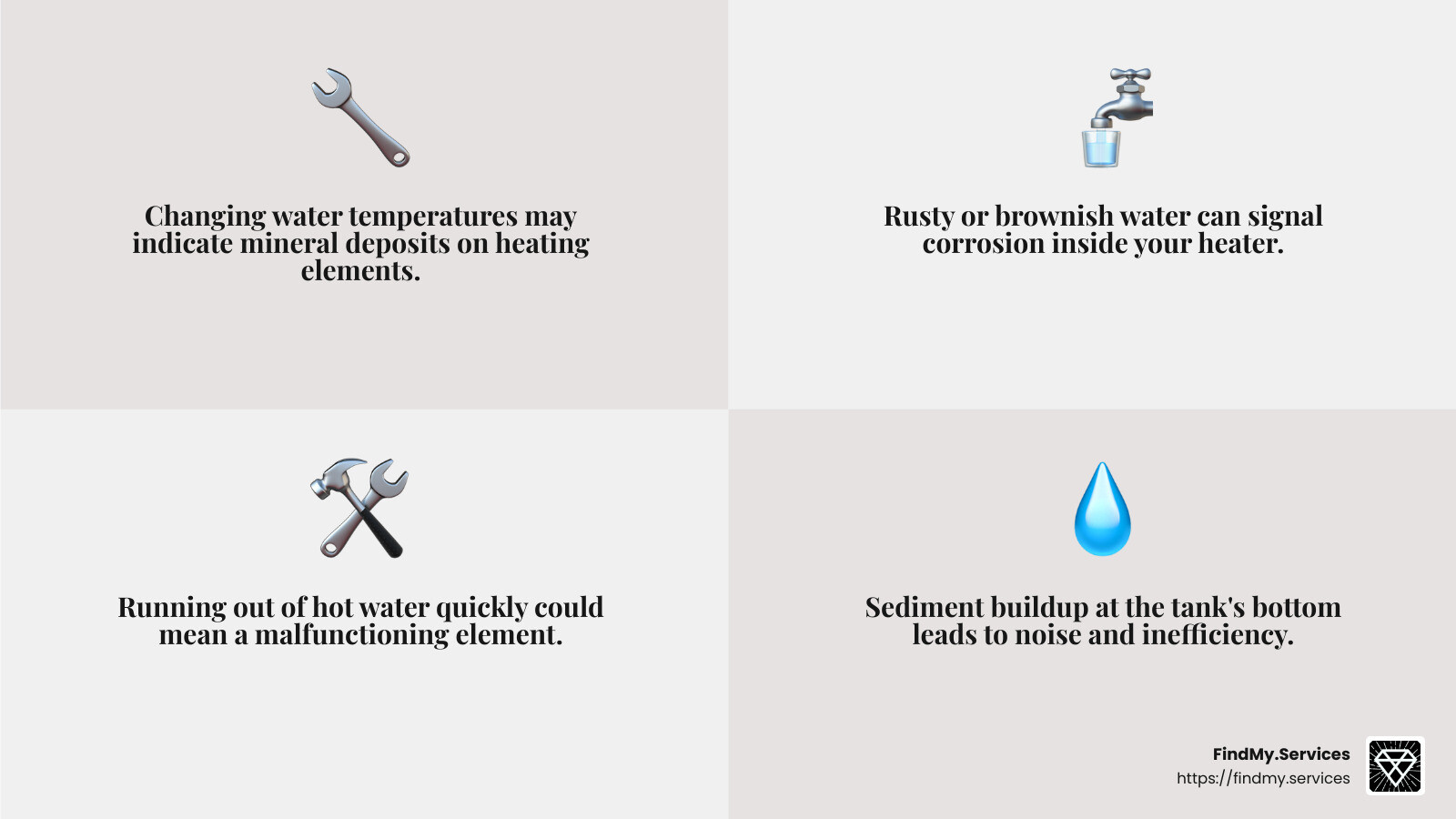 Signs of water heater issues - Las Vegas water heater repair infographic 4_facts_emoji_grey