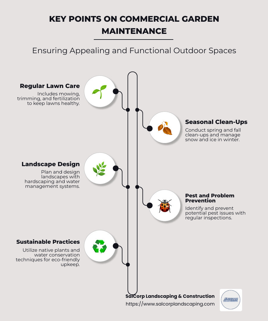 Key Points on Commercial Garden Maintenance - commercial garden maintenance infographic infographic-line-5-steps-neat_beige
