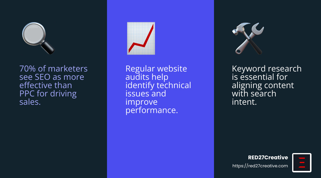 A Practical Guide to Finding SEO Marketing Services • SEO Marketing Services • RED27Creative Keyword Research Infographic - SEO Marketing Services infographic 3_facts_emoji_blue