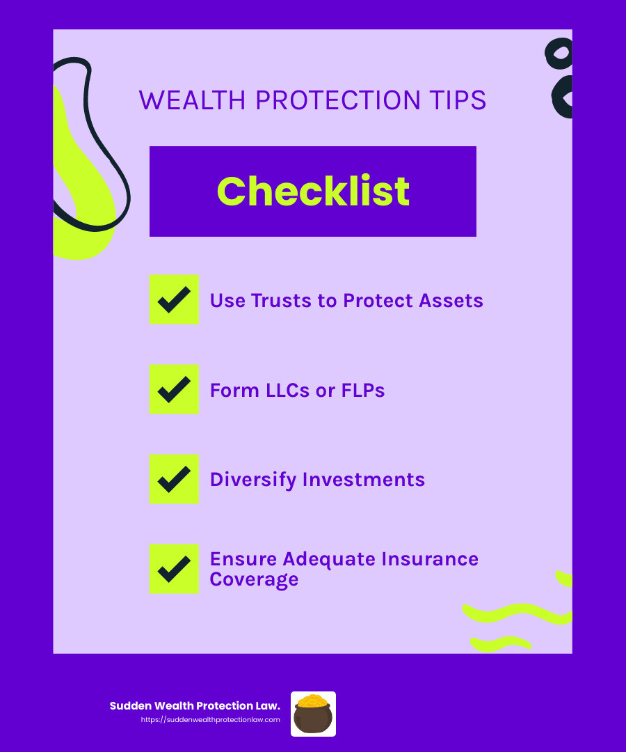 Trusts provide significant protection for family wealth - family wealth protection infographic checklist-fun-neon